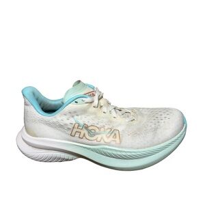 Hoka Women's Mach 6 White and Teal Athletic Shoes size 6.5B